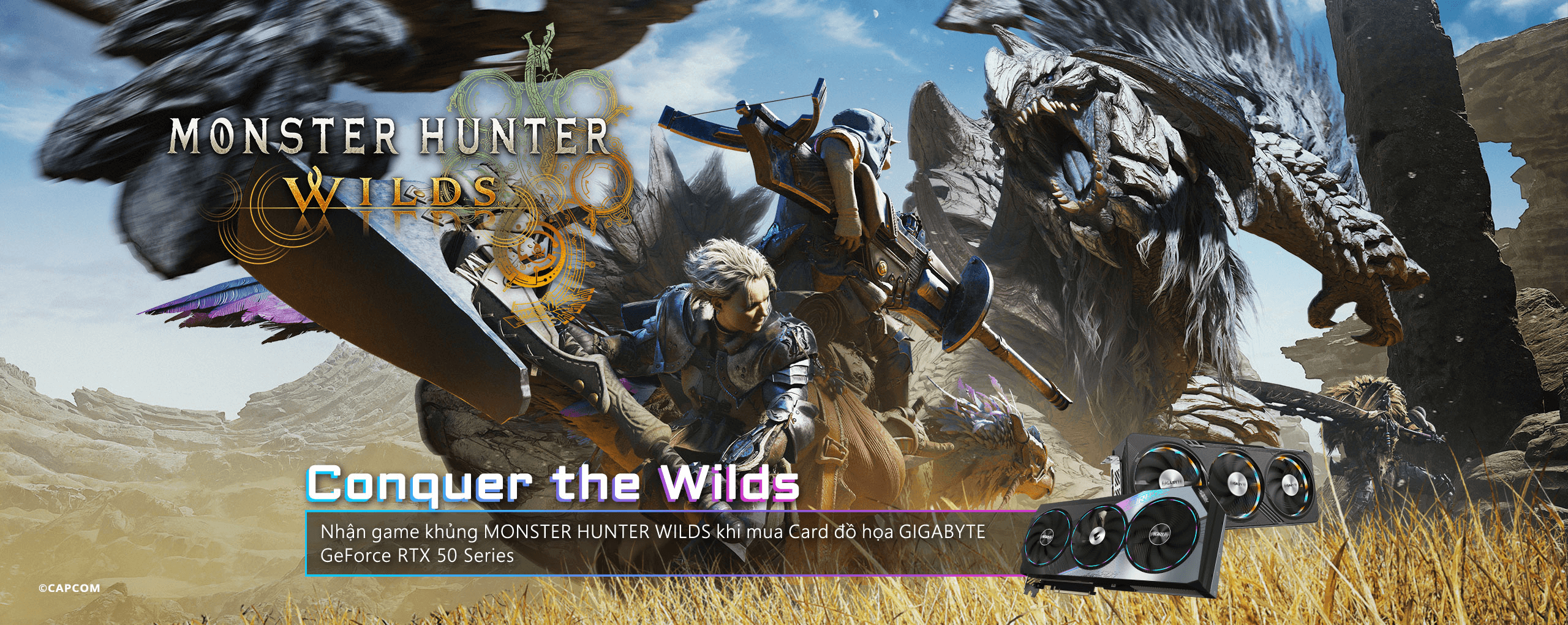 Conquer the Wilds: Nhận Ngay Monster Hunter Wilds Trị Giá 1.390.000 VNĐ Khi Mua Màn Hình AORUS OLED Hoặc Card Đồ Họa Gigabyte GeForce RTX 50 Series Tại NPCShop!