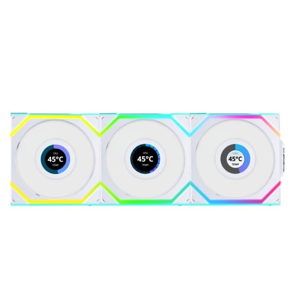 FAN CASE LIAN-LI UNI FAN SL WIRELESS LCD 120 TRIPLE WHITE (3 FAN NGƯỢC)