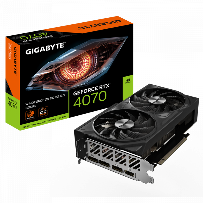 VGA GIGABYTE GeForce RTX™ 4070 WINDFORCE 2X OC V2 12G