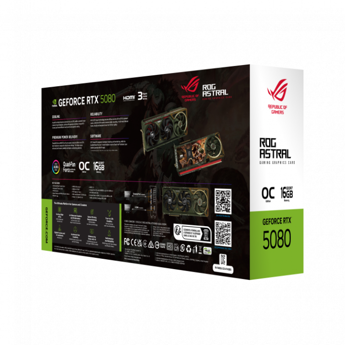 VGA ASUS ROG Astral GeForce RTX™ 5080 16GB GDDR7 OC DOOM Edition