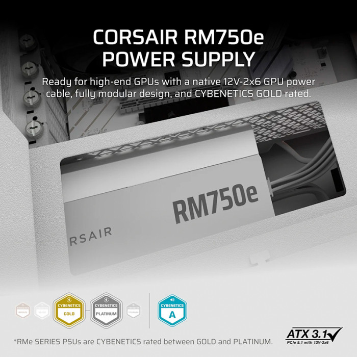 PSU Corsair RM750e White 750W (Full-Modular / ATX12V V3.1)