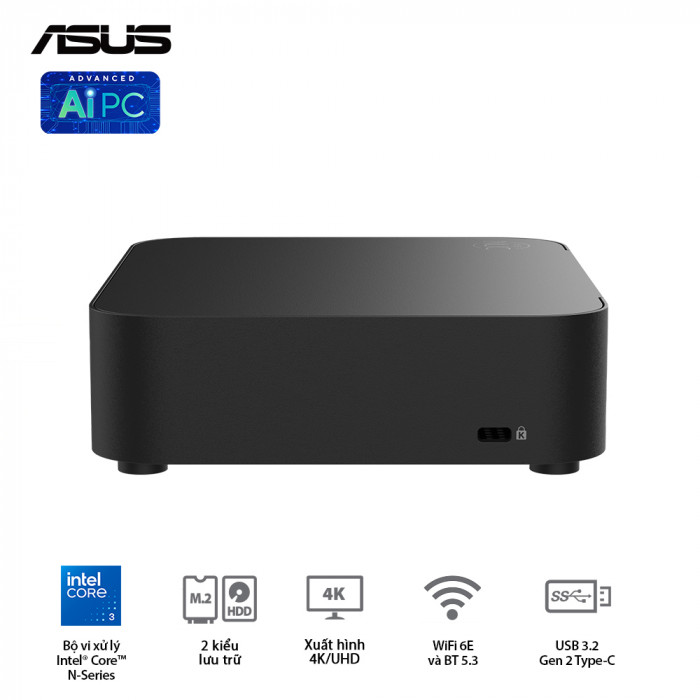 PC Mini ASUS NUC 14 Essential RNUC14MNK9700000 (Pentium N97 / DDR5 4800MHz 16GB / SSD M.2 PCIe Gen3, M.2 SATA 2242)