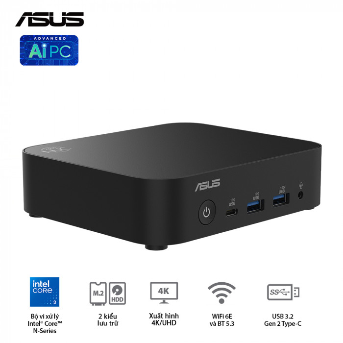 PC Mini ASUS NUC 14 Essential RNUC14MNK3500000 (Core3 N355 / DDR5 4800MHz 16GB / SSD M.2 PCIe Gen3, M.2 SATA 2242)