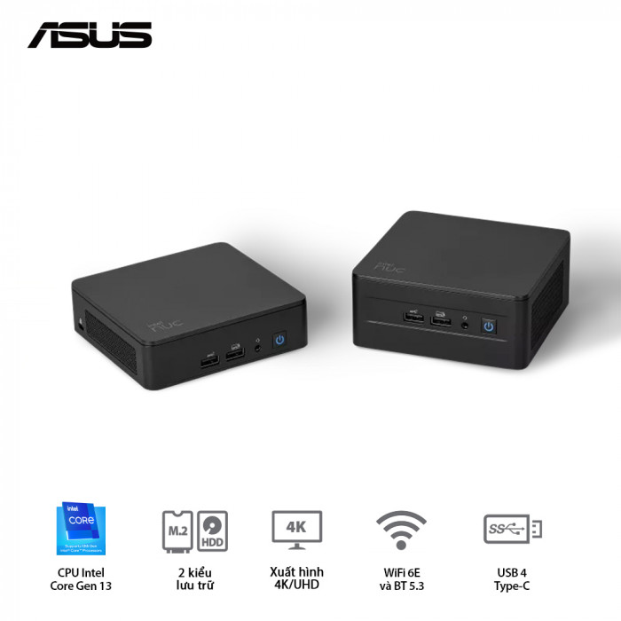 PC Mini ASUS NUC 13 Pro Tall RNUC13ANHi70000 (i7-1360p / 2 x DDR4 3200Mhz / M.2 PCIe + M.2 SATA)