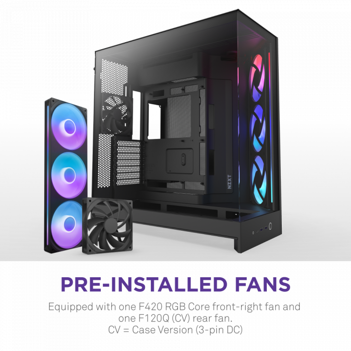 CASE NZXT H9 Flow RGB (2025) All Black (Mid-tower / E-ATX, ATX, Micro-ATX, Mini-ITX)