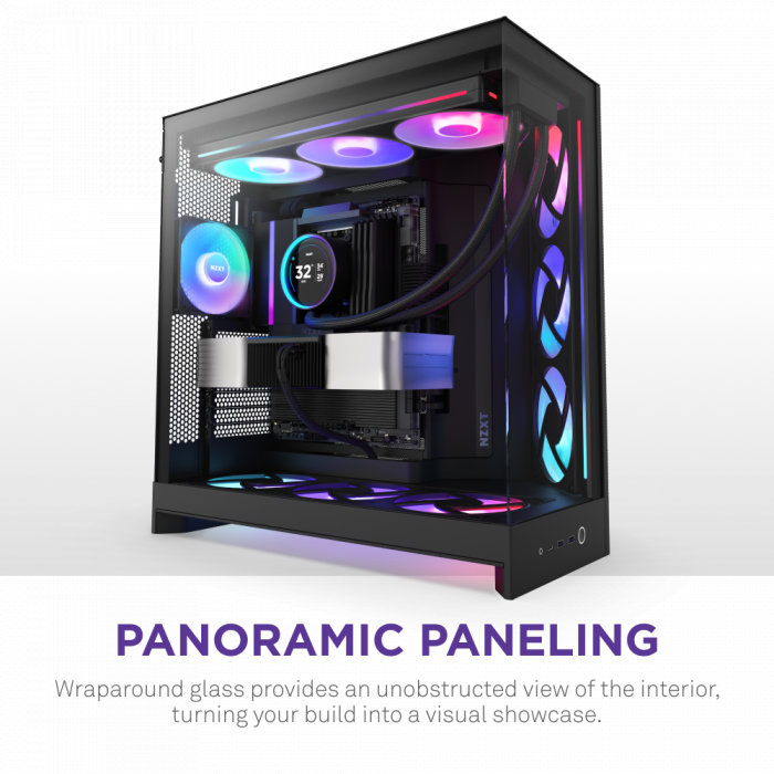 CASE NZXT H9 Flow RGB (2025) All Black (Mid-tower / E-ATX, ATX, Micro-ATX, Mini-ITX)