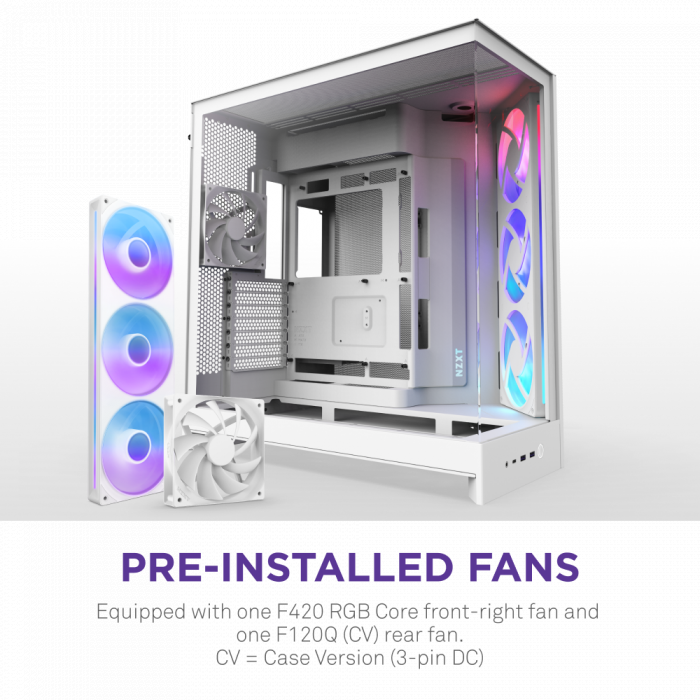 CASE NZXT H9 Flow RGB (2025) All White (Mid-tower / E-ATX, ATX, Micro-ATX, Mini-ITX)