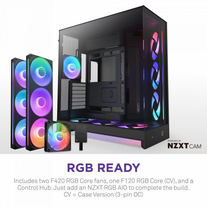 CASE NZXT H9 Flow RGB+ (PLUS 2025) All Black (Mid-tower / E-ATX, ATX, Micro-ATX, Mini-ITX)