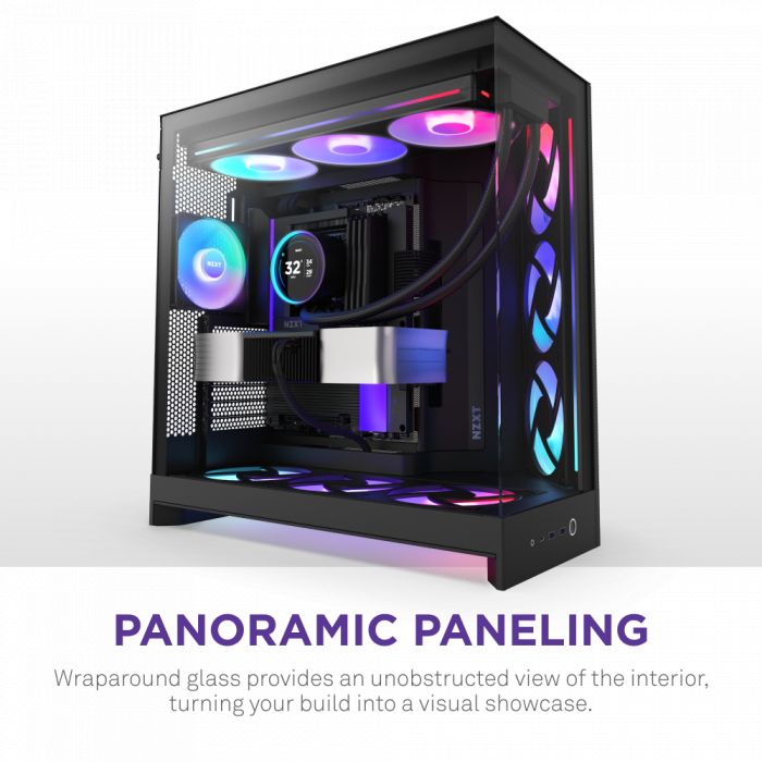 CASE NZXT H9 Flow RGB+ (PLUS 2025) All Black (Mid-tower / E-ATX, ATX, Micro-ATX, Mini-ITX)