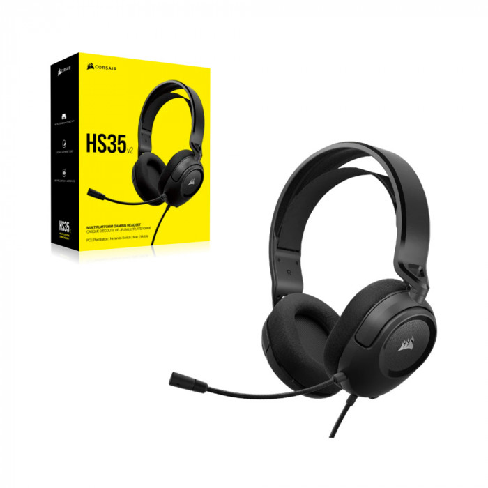 Tai nghe Gaming Corsair HS35 V2 Multiplatform Carbon (Over-ear / 3.5mm)