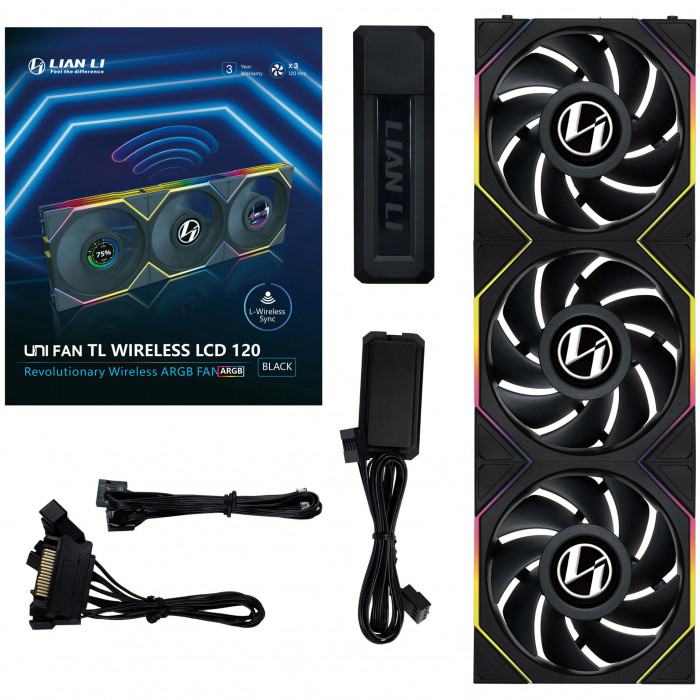 Fan Case LIAN LI UNI FAN TL WIRELESS LCD 120 Black (3 Fan)