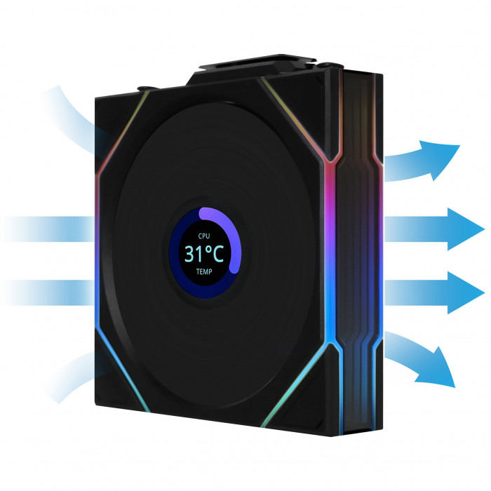 Fan Case LIAN LI UNI FAN TL WIRELESS LCD 120 Black (3 Fan)