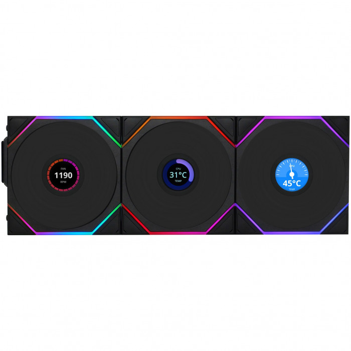 Fan Case LIAN LI UNI FAN TL WIRELESS LCD 120 REVERSE Black (3 Fan)