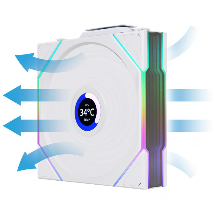 Fan Case LIAN LI UNI FAN TL WIRELESS LCD 120 REVERSE White (3 Fan)