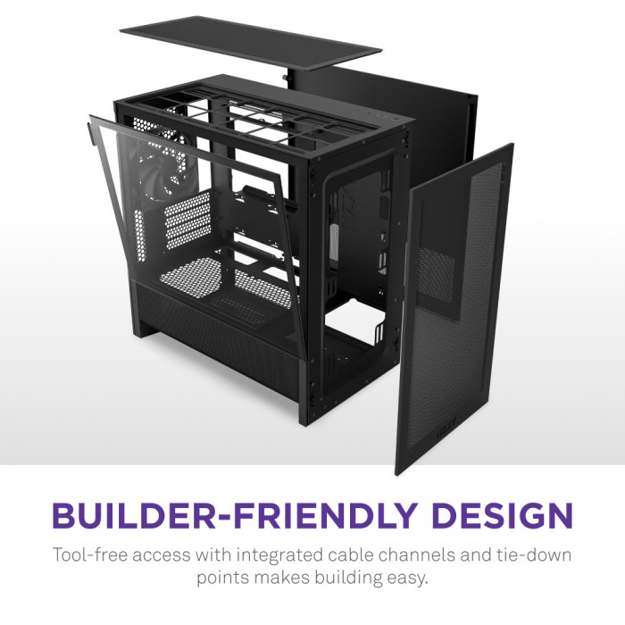 CASE NZXT H3 FLOW ALL BLACK (mATX, mITX)