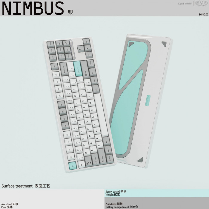 Bàn phím cơ Evoworks Evo80 -  Anodized Nimbus (3 Mode / TKL)