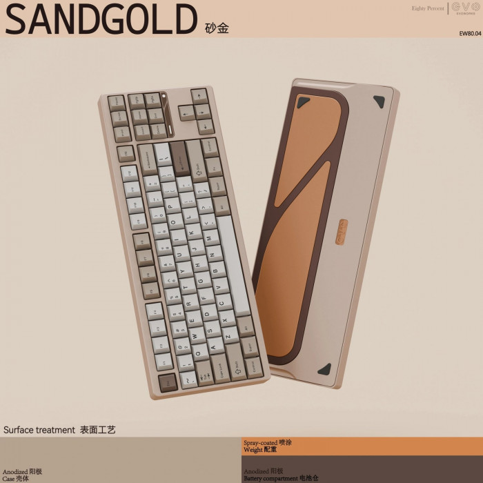 Bàn phím cơ Evoworks Evo80 -  Anodized Sandgold (3 Mode / TKL)