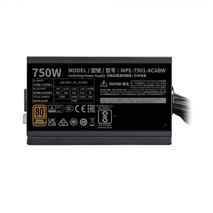 PSU Cooler Master MWE BRONZE 750 V3 750W (ATX 3.1/ 80 PLUS Bronze)