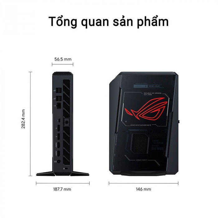 Máy tính Mini PC ASUS ROG NUC RNUC15JNK9X289A0 (Ultra 9 275HX, RTX 5080 16GB GDDR7, RAM 32GB DDR5, SSD 1TB, Win 11)