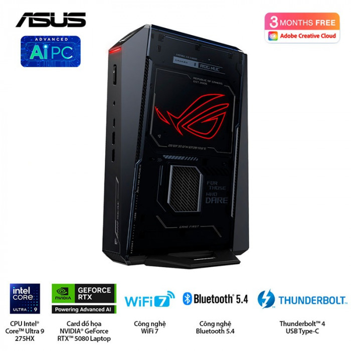 Máy tính Mini PC ASUS ROG NUC RNUC15JNK9X289A0 (Ultra 9 275HX, RTX 5080 16GB GDDR7, RAM 32GB DDR5, SSD 1TB, Win 11)
