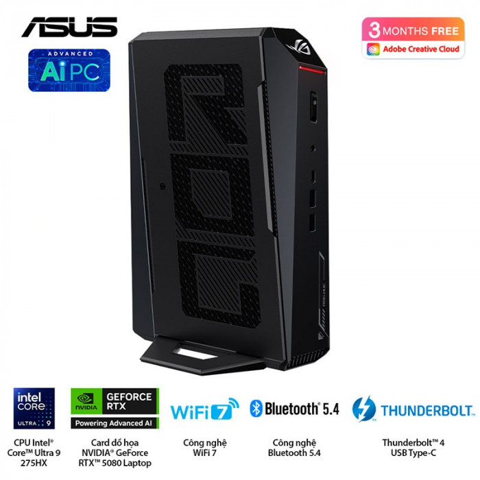 Máy tính Mini PC ASUS ROG NUC RNUC15JNK9X289A0 (Ultra 9 275HX, RTX 5080 16GB GDDR7, RAM 32GB DDR5, SSD 1TB, Win 11)