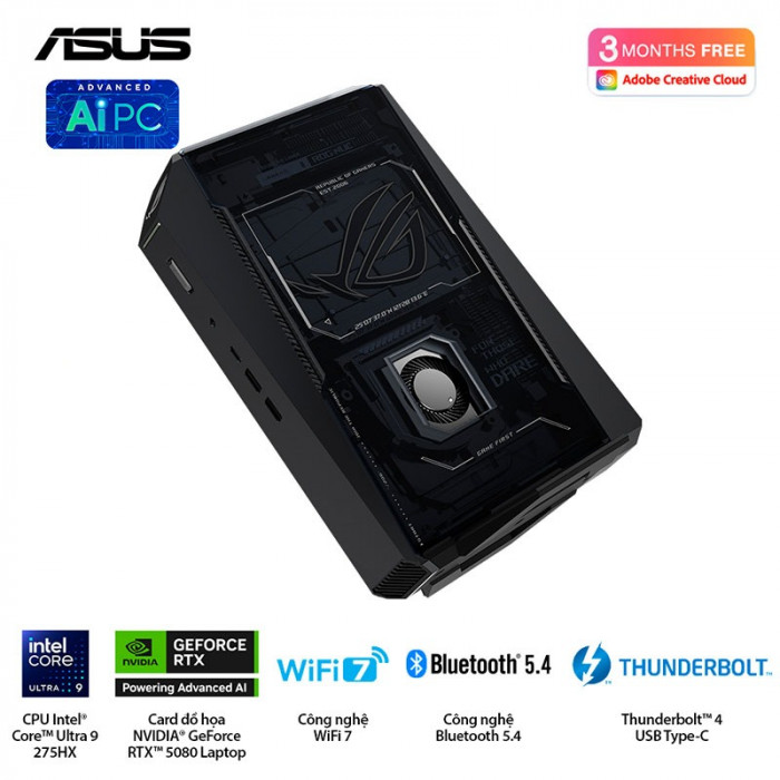 Máy tính Mini PC ASUS ROG NUC RNUC15JNK9X289A0 (Ultra 9 275HX, RTX 5080 16GB GDDR7, RAM 32GB DDR5, SSD 1TB, Win 11)