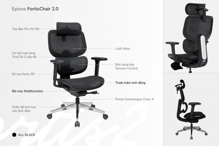GHẾ Công thái học Epione FortisChair 2.0