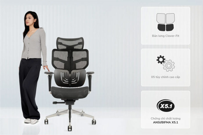 GHẾ Công thái học Epione AliusChair - All Black