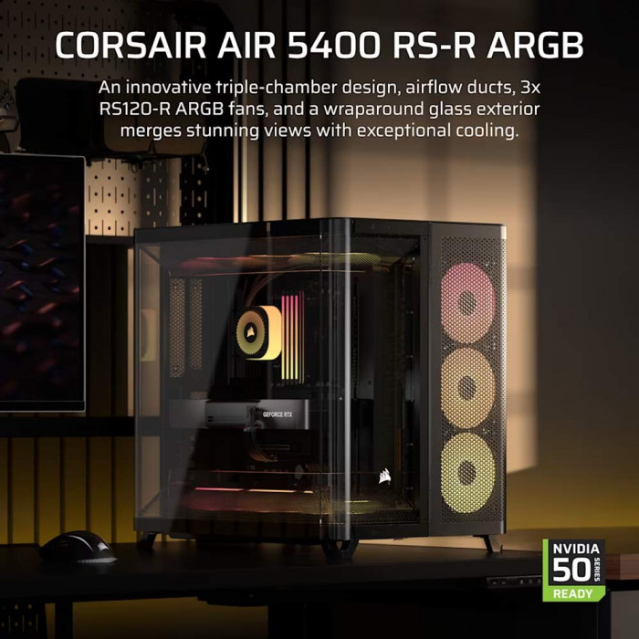 Case Corsair AIR 5400 RS-R ARGB Tempered Glass Mid-Tower, Black