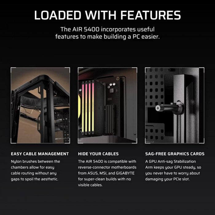 Case Corsair AIR 5400 RS-R ARGB Tempered Glass Mid-Tower, Black