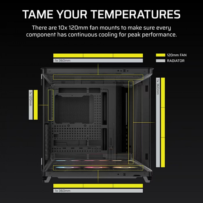 Case Corsair AIR 5400 RS-R ARGB Tempered Glass Mid-Tower, Black