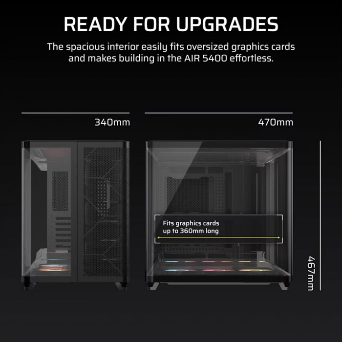 Case Corsair AIR 5400 RS-R ARGB Tempered Glass Mid-Tower, Black