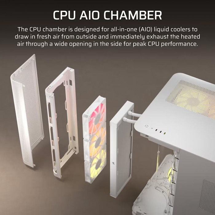 Case Corsair AIR 5400 RS-R ARGB Tempered Glass Mid-Tower, White