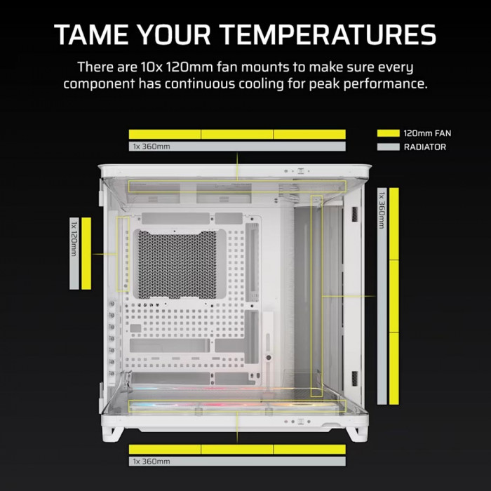 Case Corsair AIR 5400 RS-R ARGB Tempered Glass Mid-Tower, White