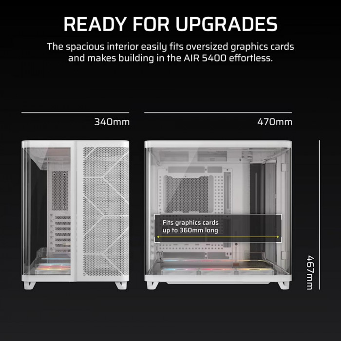 Case Corsair AIR 5400 RS-R ARGB Tempered Glass Mid-Tower, White