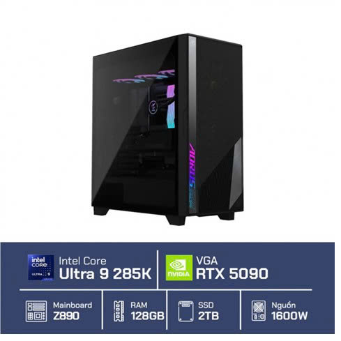 AI TOP 100 (Z890 | Ultra 9 285K | 128GD5 |SSD 2TB + 320GB AI TOP 100E | RTX 5090 32GB | ĐEN)