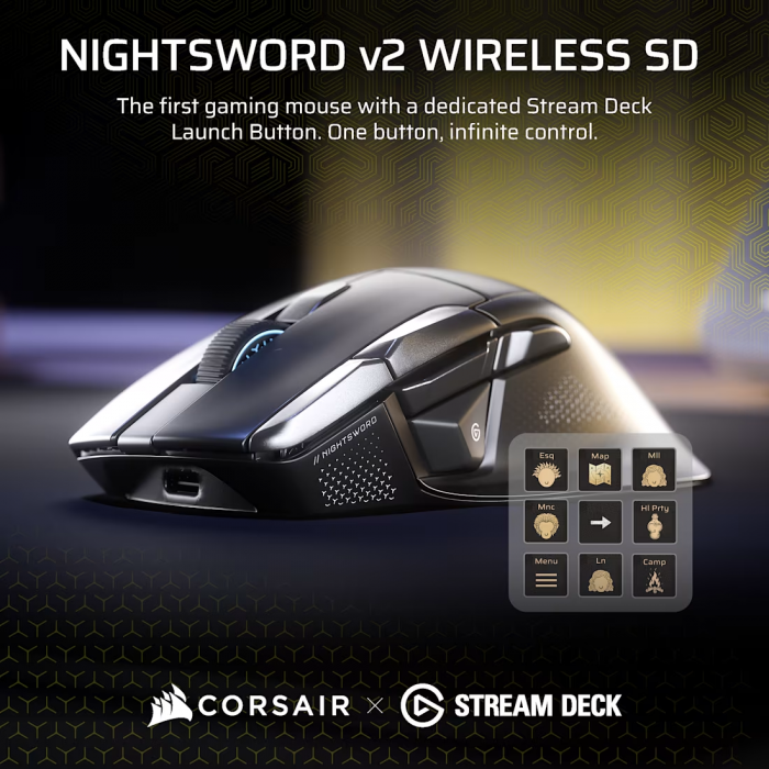 Chuột không dây Corsair NIGHTSWORD v2-WL-BLK-RGB