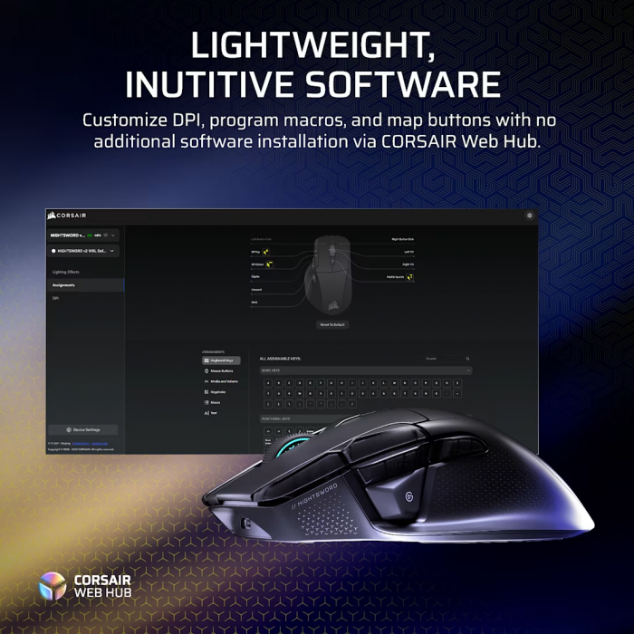 Chuột không dây Corsair NIGHTSWORD v2-WL-BLK-RGB