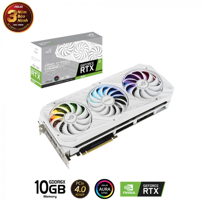 VGA Asus ROG Strix GeForce RTX™ 3080 V2 White OC Edition 10GB GDDR6X - Trắng 