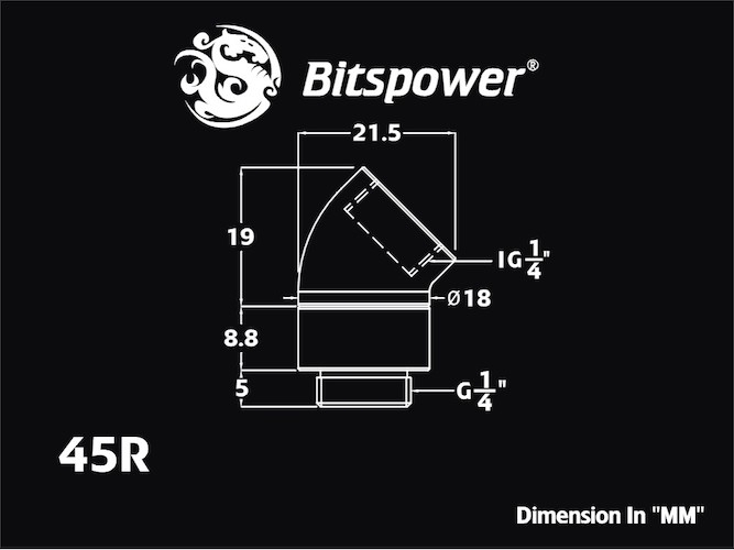 Bitspower Fitting Xoay Nối Góc 45 Độ (Blue)
