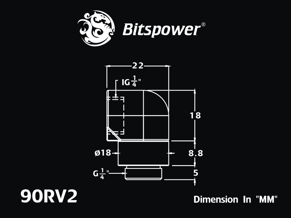 Bitspower Fitting Xoay Nối Góc 90 V2 (White)