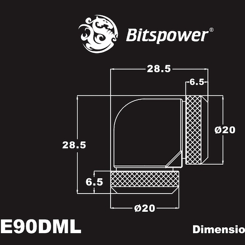 Bitspower Fitting Nối Góc 90 Cắm Ống OD12MM 2 Đầu (True Brass)