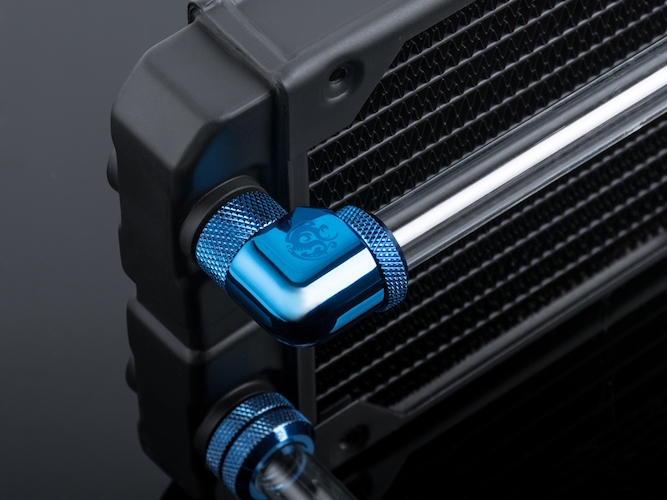 Bitspower Fitting Nối Góc 90 Cắm Ống OD12MM (Blue)
