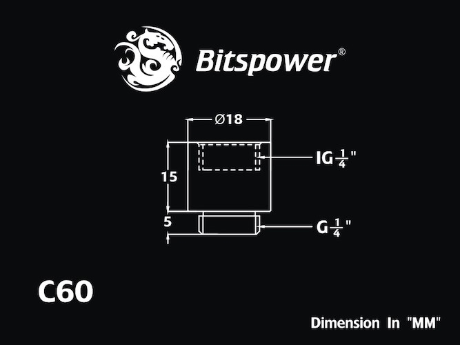 Bitspower Fitting Nối Dài 15MM (Carbon)