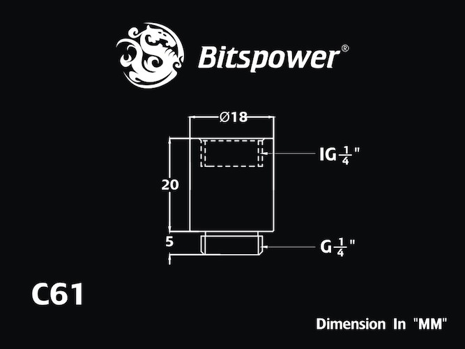 Bitspower Fitting Nối Dài 20MM (Carbon)