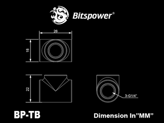 Bitspower Silver Shining T-Block With Triple IG1/4