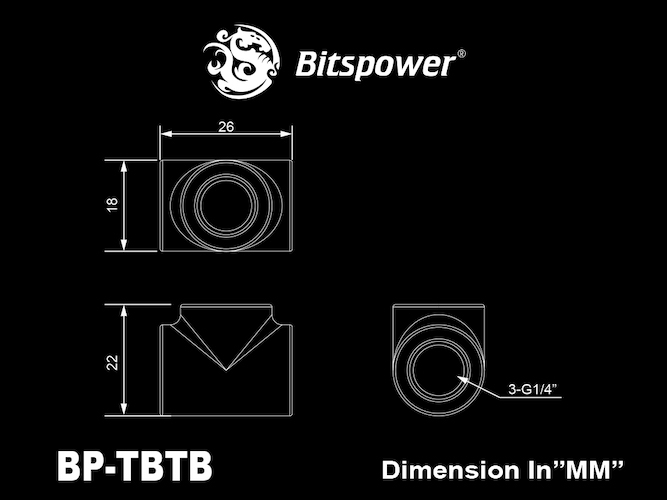 Bitspower T-Block With Triple (True Brass)