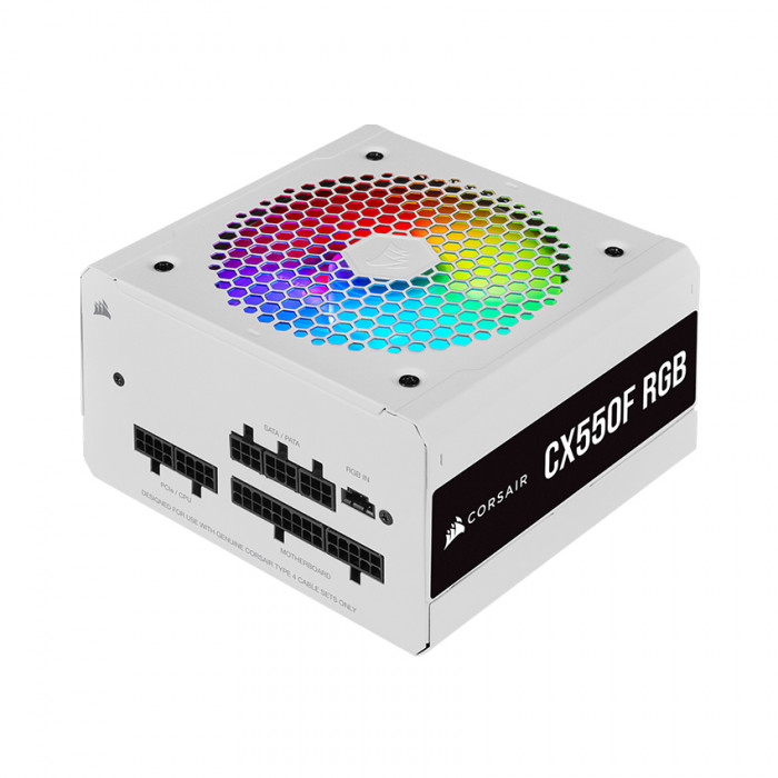 Nguồn máy tính Corsair  CX550F RGB White — 550 Watt 80 Plus® Bronze