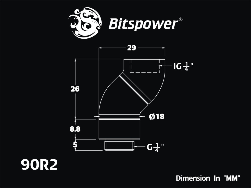 Bitspower Fitting Xoay Kép Nối Góc 90 (Matt Black)