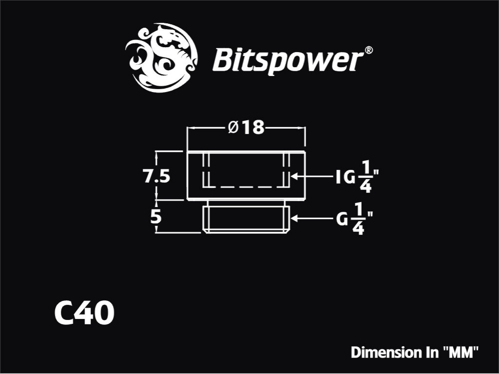 Bitspower Fitting Nối Dài (Matt Black)